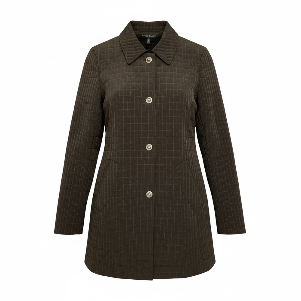 Anne Klein Women's Black Diamond Quilted Faux Fur‎ Lining Coat Medium